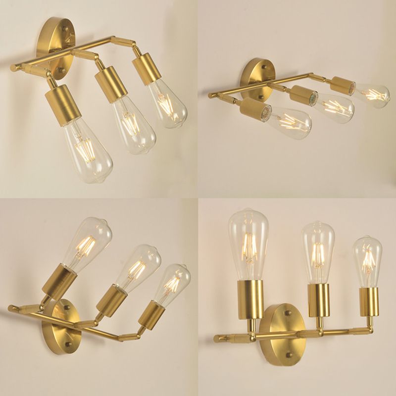 3-Lights Bare Bulb Design Vanity Mirror Light 17.3" Wide Postmodern Style Wall Sconce for Bedroom