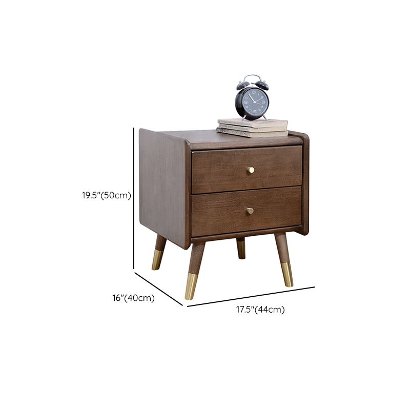 Glam Rubber Wood Accent Table Nightstand Drawers Included with Legs