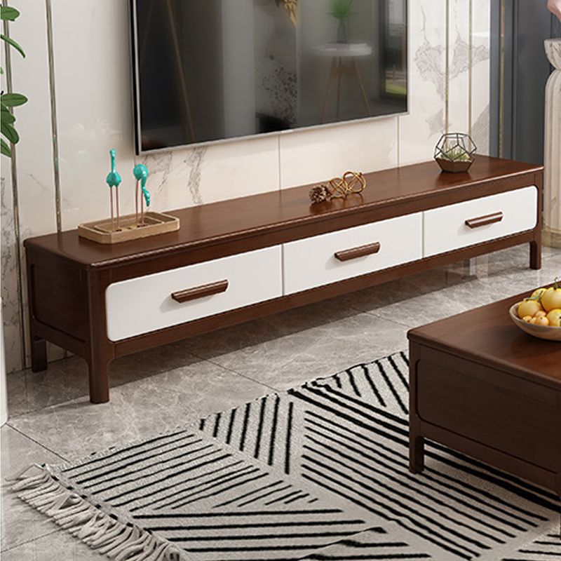 Modern Wood TV Stand Console Enclosed Storage TV Media Stand with Drawers for Living Room