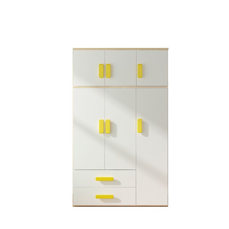 Yellow Modern Kids Closet 2-Drawer Wooden Glossy Kid's Wardrobe