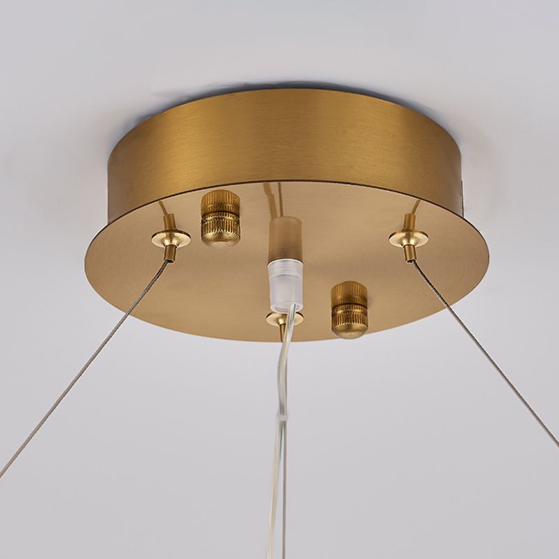 1-Light Suspension Light Postmodern Ring Shape Metal Chandelier Light Fixtures in Gold