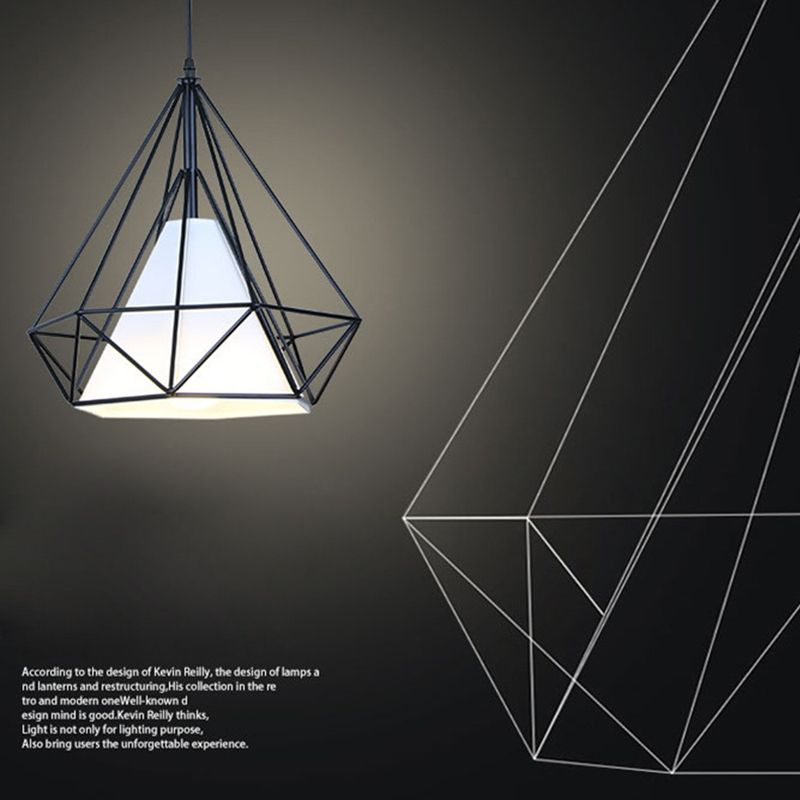 3 luci Diamond Cage Impiccamento Luci a sospensione in stile industriale Luci a soffitto in metallo in metallo