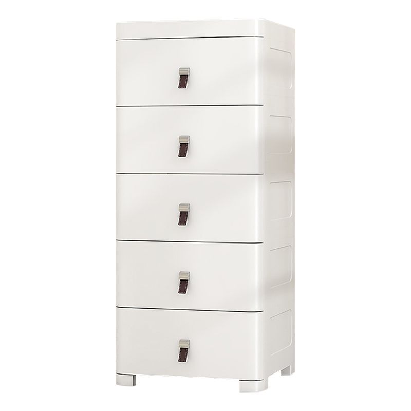 Modern Plastic Nursery Dresser Vertical Kids Nightstand with 5 Drawers for Home