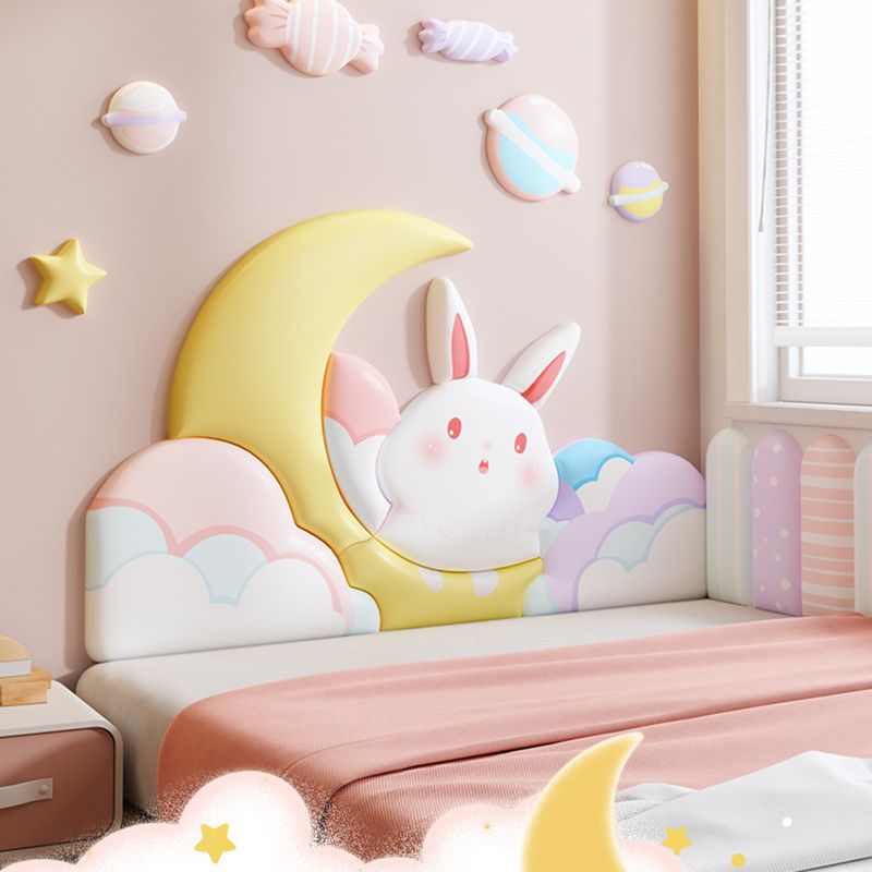 Pink Tone Upholstered Wall Panel Soundproof Self-Adhesive Wall Tile for Children Room