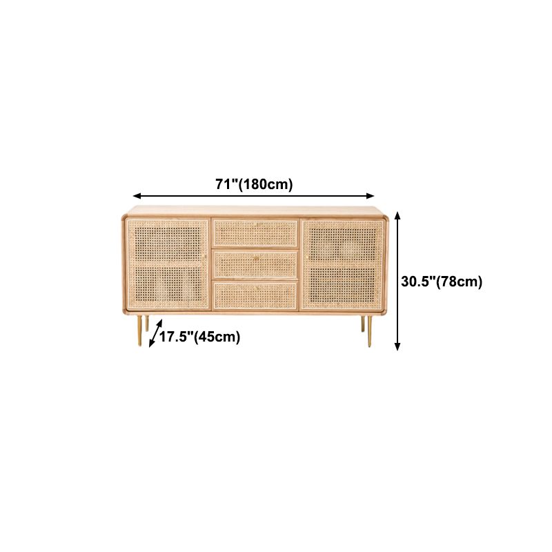 Nordic Simplicity Cupboard Pine Frame Kitchen Sideboard for Dining Room