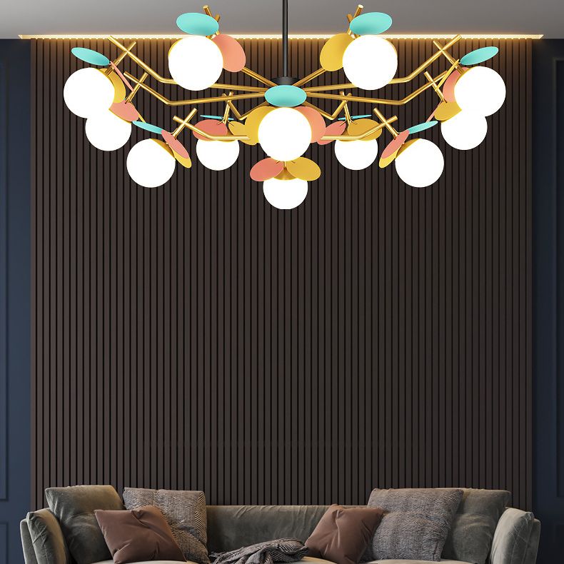 Shaded Metal Chandelier Lighting Fixture Modern Style Pendant Light Kit for Living Room