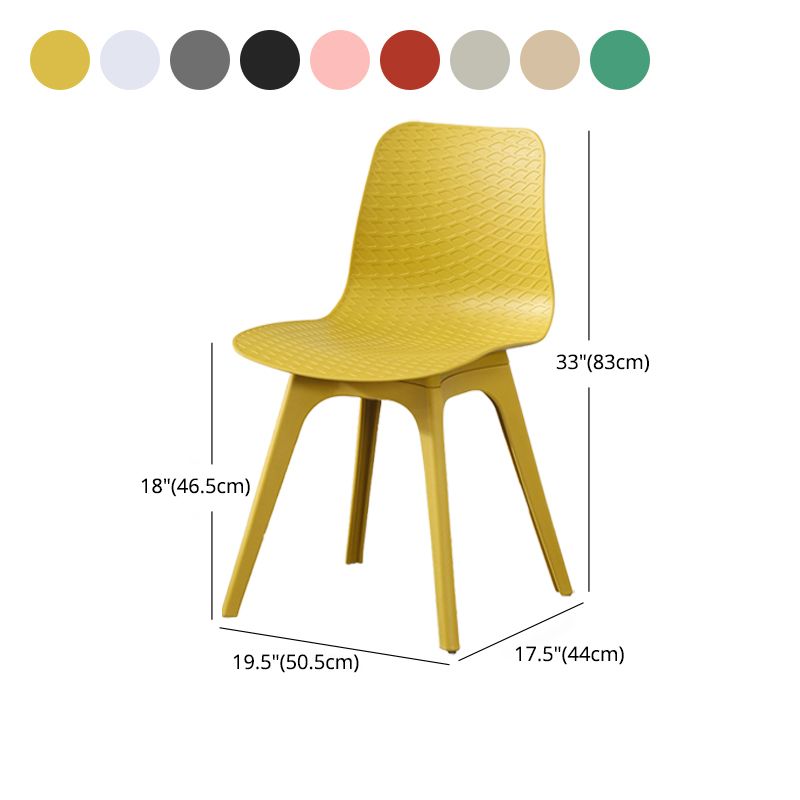 Contemporary Plastic Patio Dining Side Chair Solid Back Dining Side Chair