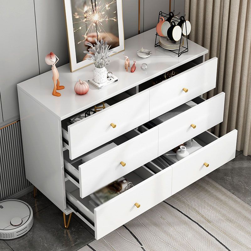 Living Room Engineered Wood Buffet Modern White Buffet Stand with Drawers