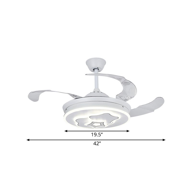 Metalen metalen ronde hangers van 3-bladen fan licht eigentijds 42 "breedte led semi-flush mount met sterrenontwerp in wit