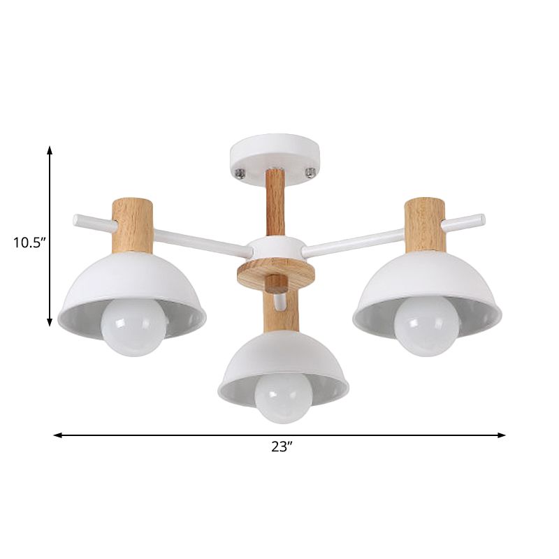 Dome Rubber Chandelier Pendant Light Modern 3/6 Lights White Led Ceiling Hung Fixture with Radial Design