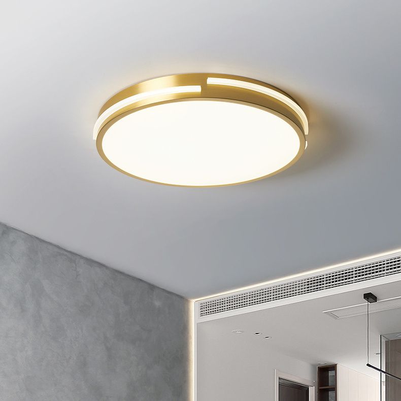 Round LED Ceiling Light Modern Simple Ceiling Mount Light with Copper for Living Room