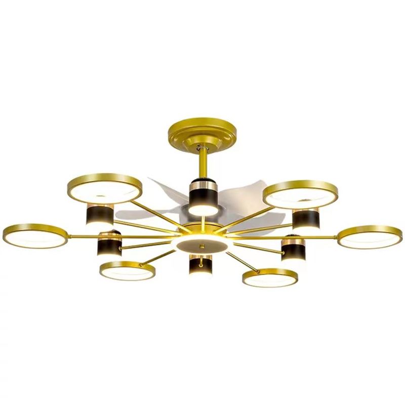 Round Shape Metal Ceiling Fans Modern Style Multi Lights Flush Ceiling Fan