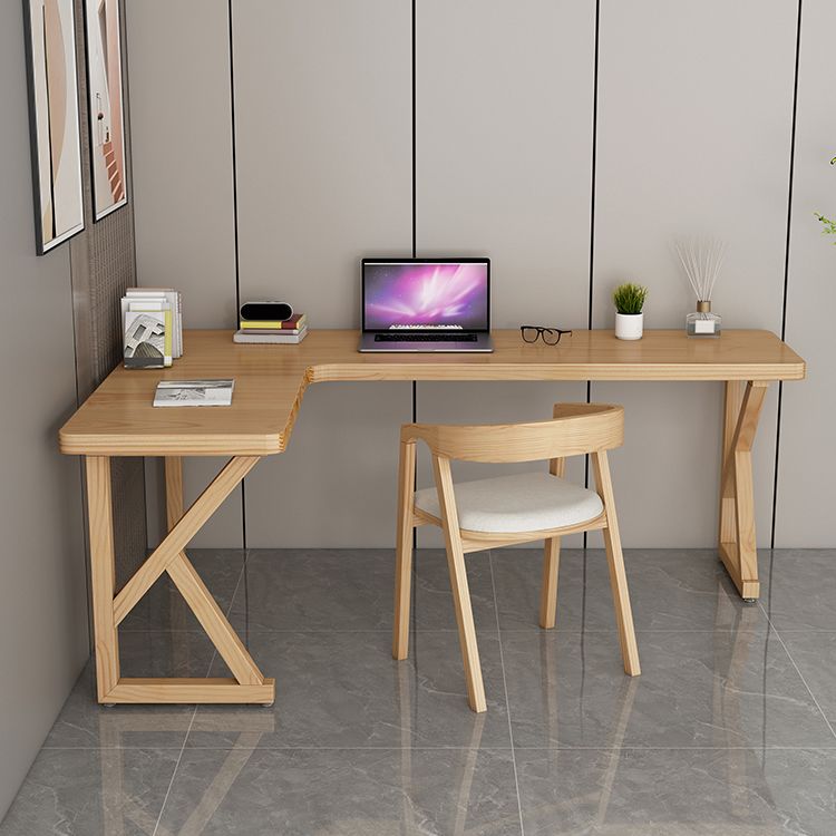 Modern Style Wooden Writing Desk L-Shape Office Table with 3 Legs for Home