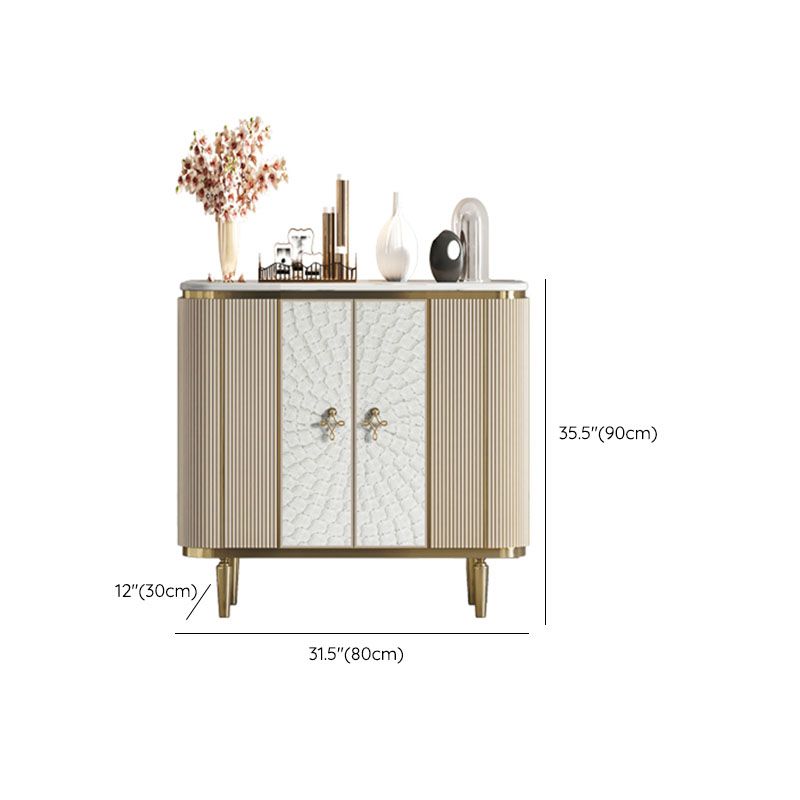 Glam Sideboard Marble Storage Sideboard Buffet with Doors for Dining Room