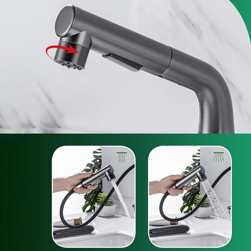 Modern Single Handle Kitchen Faucet 1-Hold Water Faucet with Pull Out Sprayer