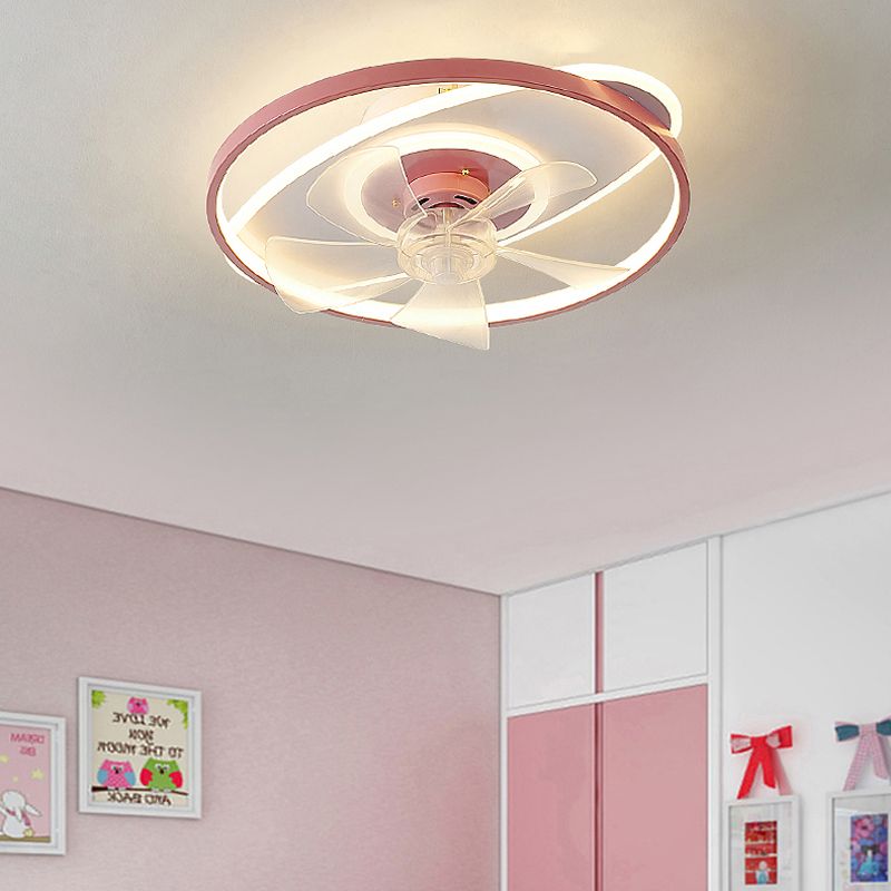 Nordic Style Ceiling Fan Lamp Colorful Ellipse Shape Ceiling Fan Light for Children's Room