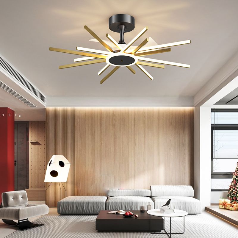 Sphere LED Modern Ceiling Fan Lighting in Black & Gold Contemporary Fan Ceiling