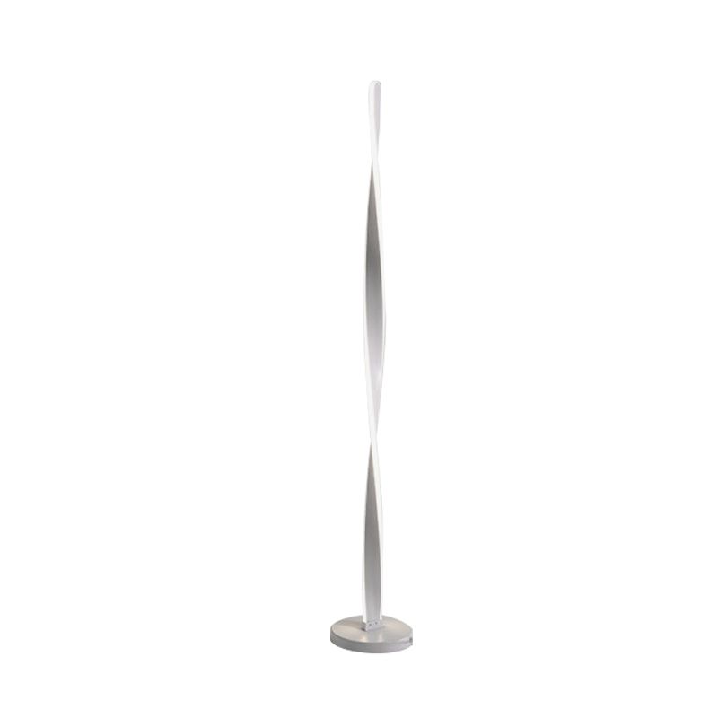 Acrylic Twisted Stick Floor Lighting Simplicity Black/White LED Stand Up Lamp with Spiral Design in Warm/White Light