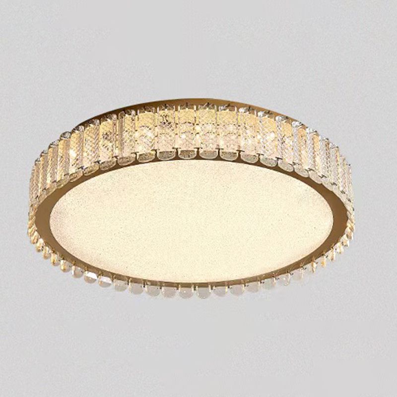 1-Light Drum Flush Ceiling Lights Modern Crystal Flush Light