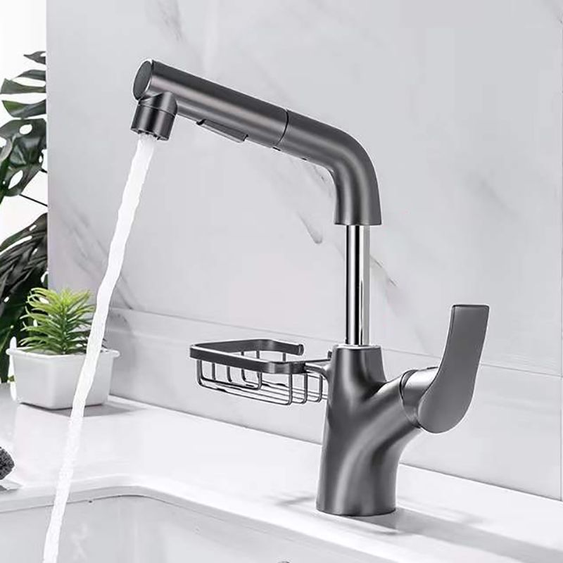 Lever Handles Sink Faucet Circular Swivel Spout Brass Bathroom Sink Faucet