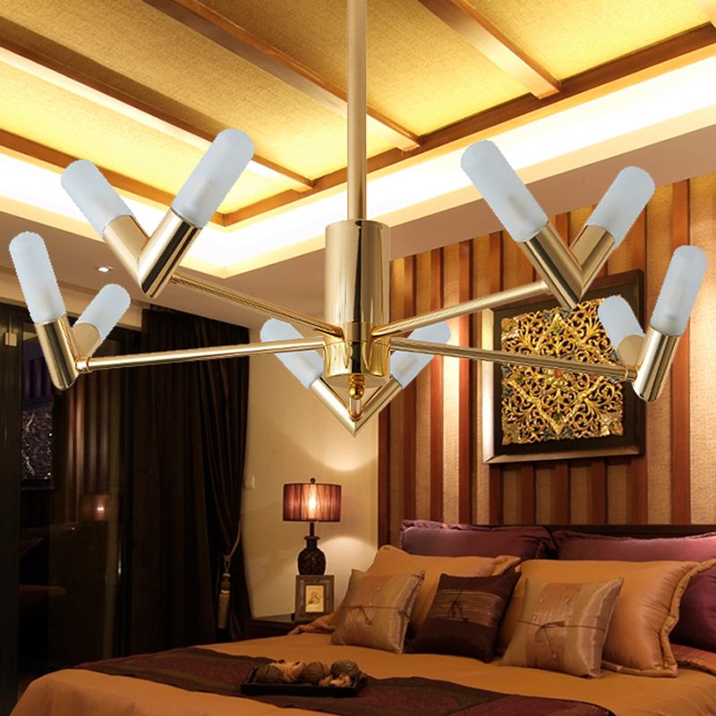 Modern Tube Ceiling Chandelier Metal 10/30 Lights Dinging Room Hanging Ceiling Light in Brass