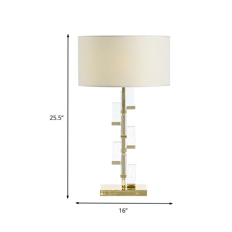 Tambour de tambour de tambour cristallin de table de lumière 1 tissu de bulbe petite lampe de bureau pour le chevet