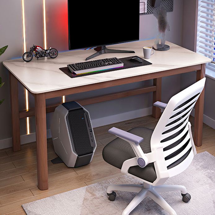 Modern Stone Gaming Desk Rectangular Parsons Base Computer Desk