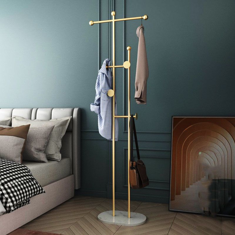 Contemporary Coat Rack Free Standing Coat Hook Metal Hall Stand with Slate Base