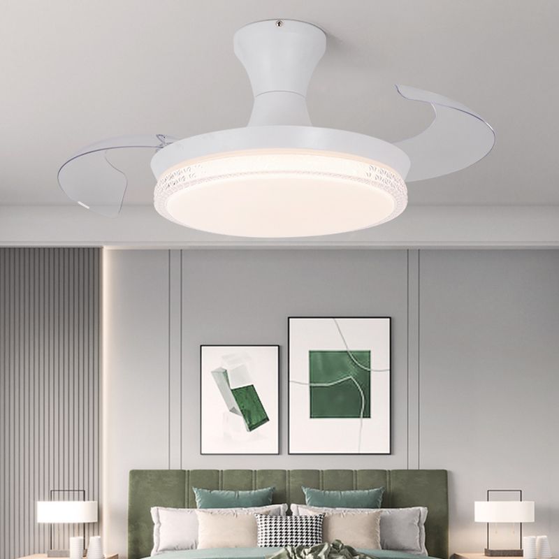 Invisible Blades Fan Light Frequency Conversion Children's Bedroom LED Semi Flush Light