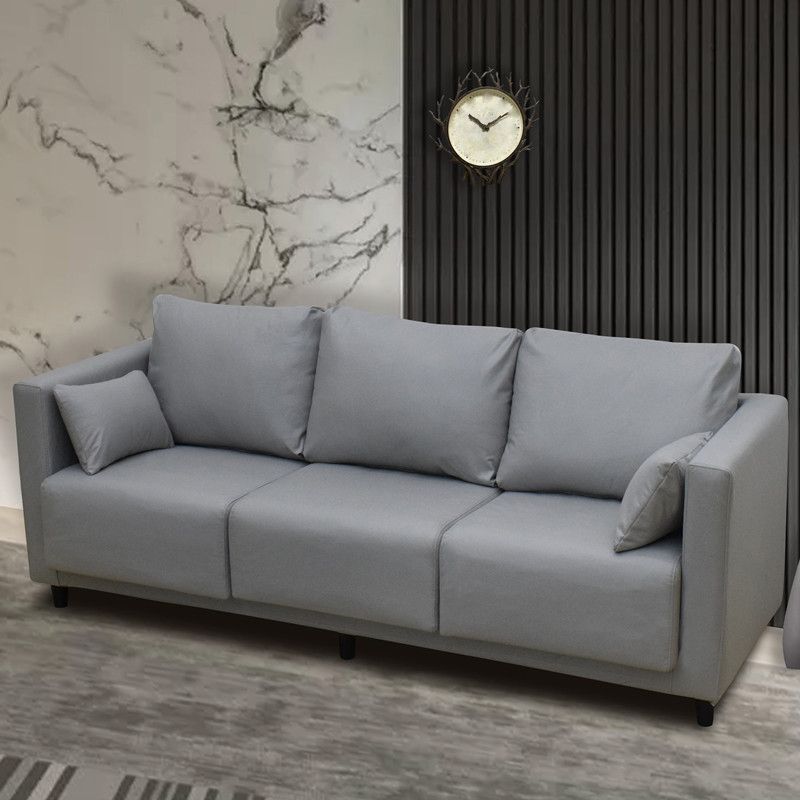 Modern Faux Leather/Linen Sofa Square Arm Couch for Living Room