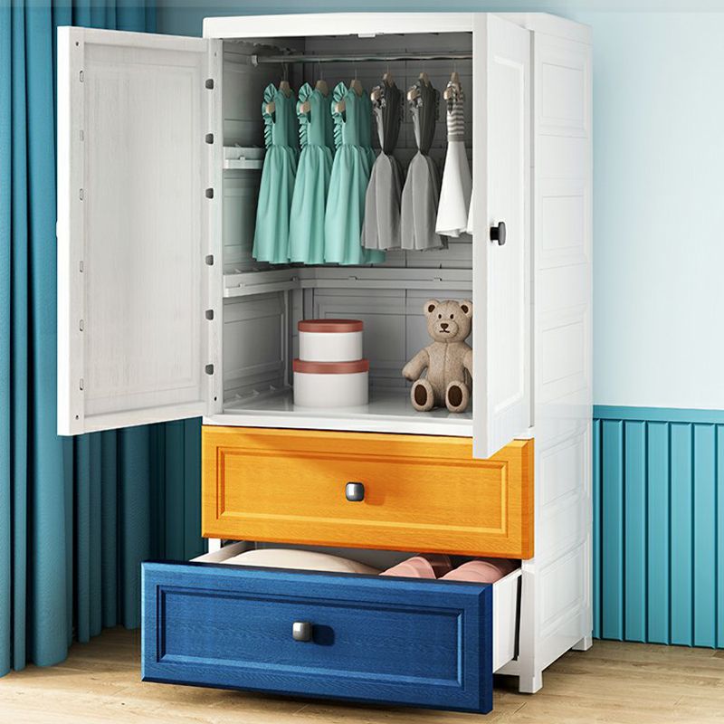 Contemporary Wardrobe Armoire Plastic Wardrobe Closet With Door and Drawer
