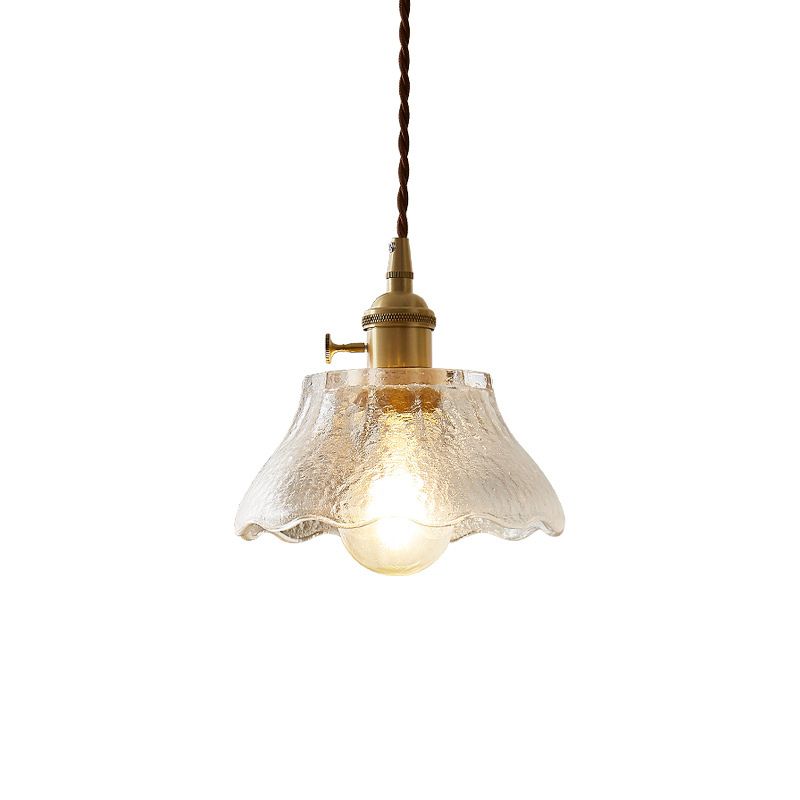 Retro Style Tapered Suspension Lighting 1 Head Clear Handblown Glass Pendant Ceiling Light