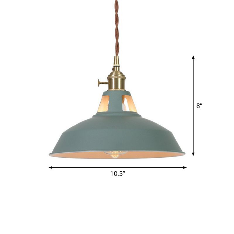 Barn Shaped Suspension Light Macaron Metal 1-Light Restaurant Drop Pendant with Vent Design