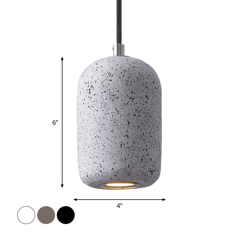 Capsule Shaped Dining Room Pendant Loft Terrazzo Black/Grey/White LED Ceiling Hang Lamp in Warm/White Light