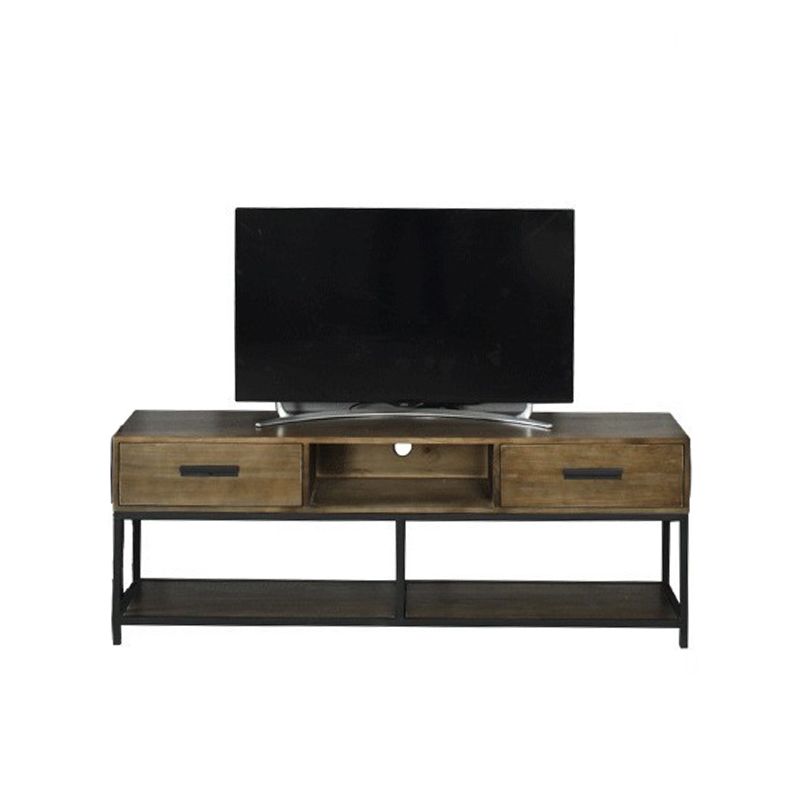 Industrial TV Media Console Solid Wood TV Stand with Drawers