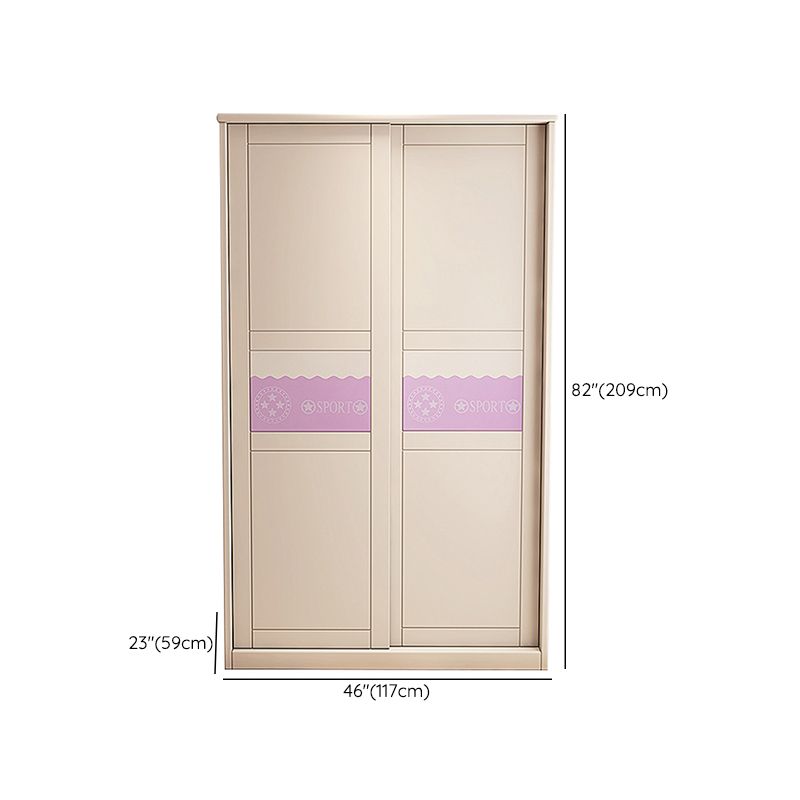 Contemporary Coat Locker Wooden Cloth Rod Included Wardrobe Closet with 4 Shelves