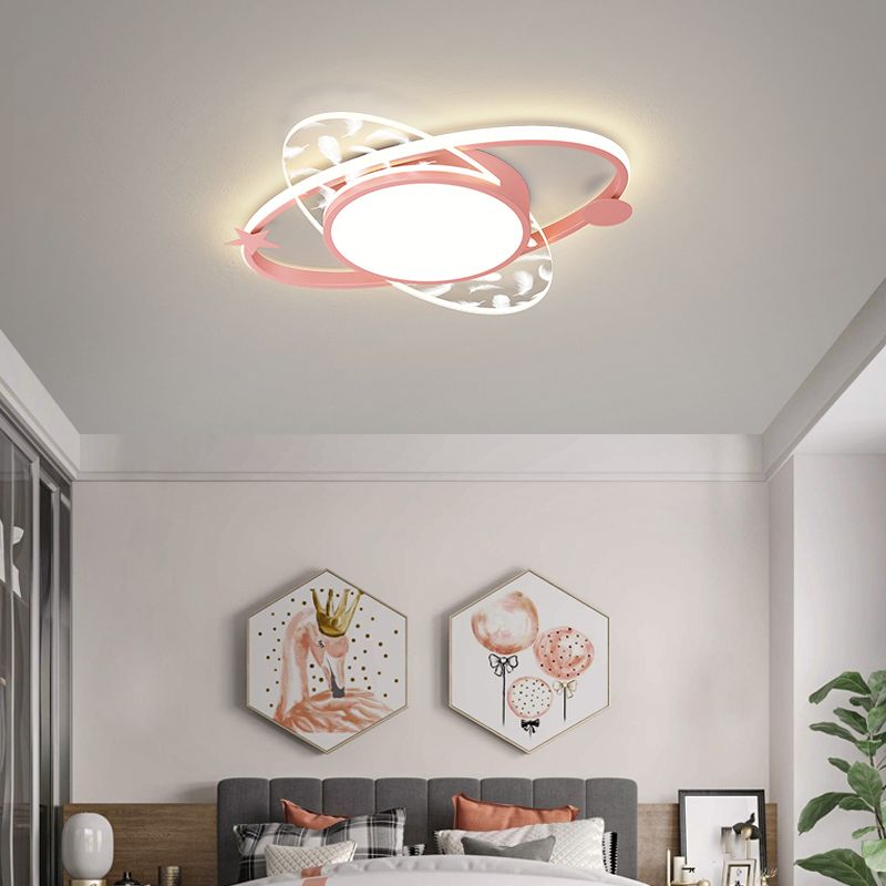 Metal Ovals Ceiling Mounted Lamp Fixture Minimalist Style LED Ceiling Light