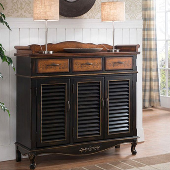 Modern Wood Dining Server with Drawers Antique Finish Sideboard for Kitchen