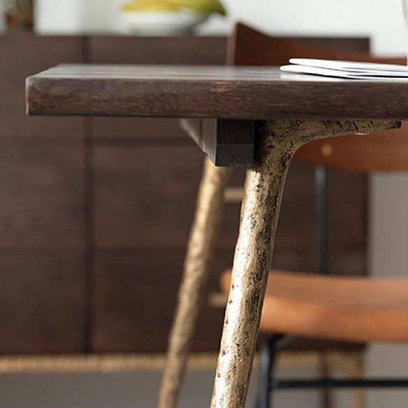 Juego de comedor de madera de estilo industrial con 4 piernas metálicas negras para muebles de comedor