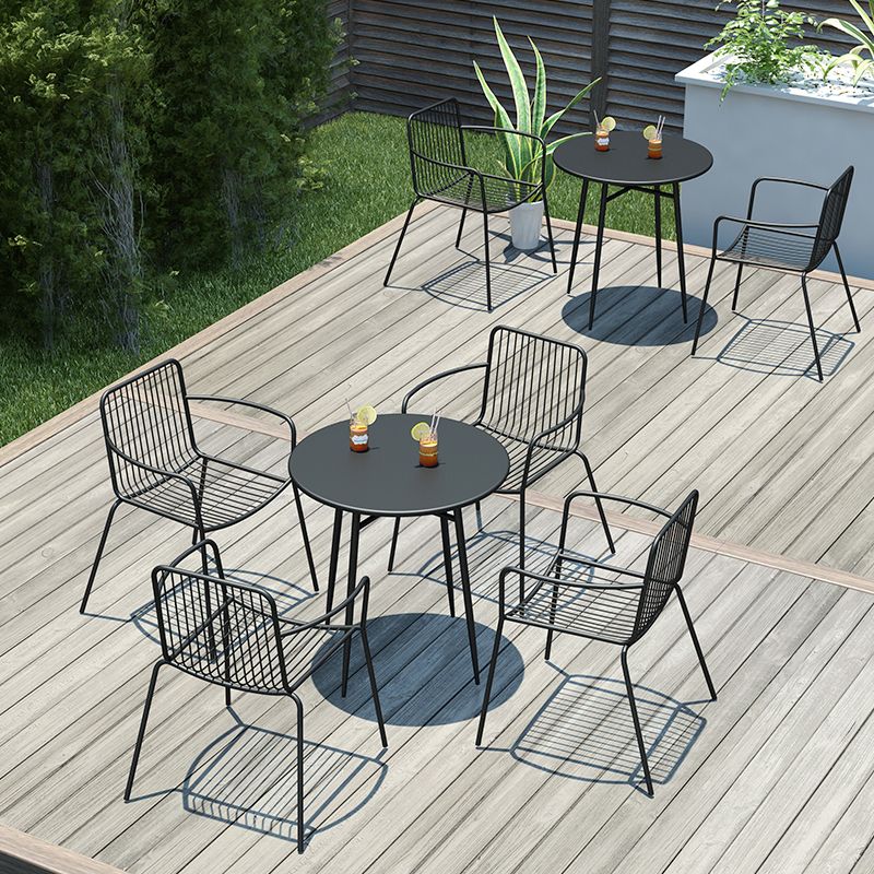 Modern Outdoors Dining Chairs Iron With Arm Stacking Patio Arm Chair