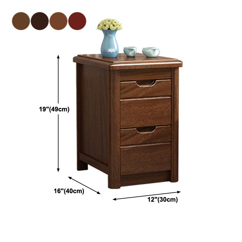 Solid Wood 20" Bed Nightstand 2-Drawer Walnut Modern Night Table