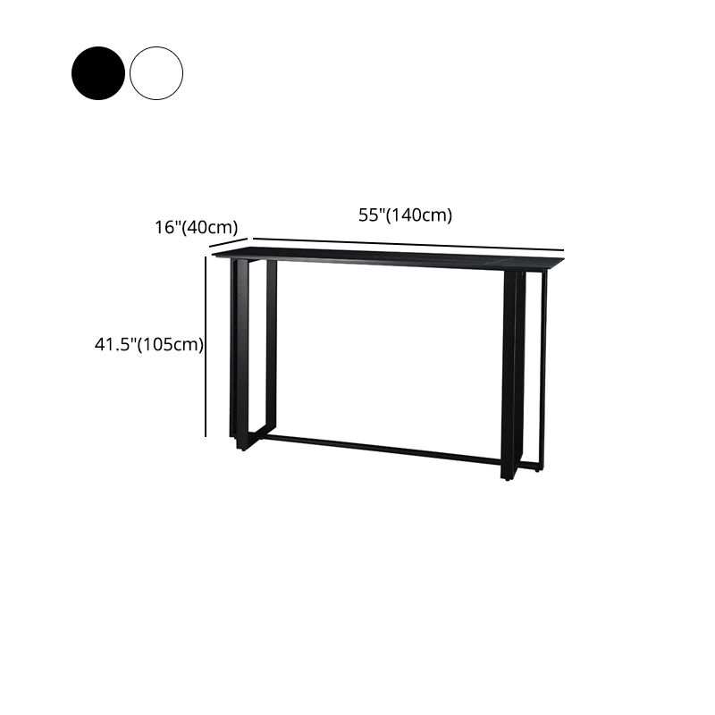 Industrial Bistro Bar Desk Indoor Stone and Metal Rectangle Bistro Bar Table