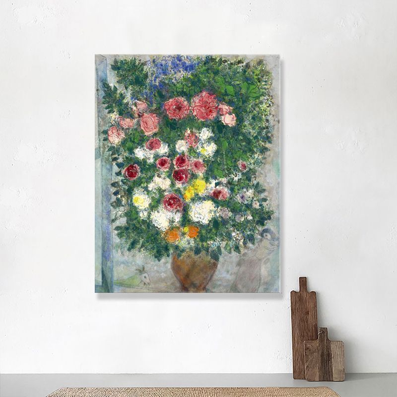 Blossom By the Windowsill Canvas Textured Countryside Living Room Wall Art Decor