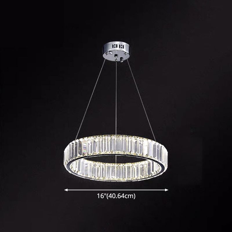 Ring à anneau ultra-moderne LED Chandelier LAMPE CRISTAL SUSPENSION PENDANT POUR LE SOIR