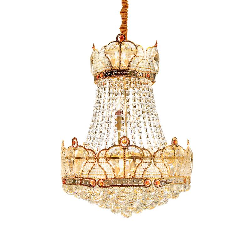 Basket Crystal Strand Chandelier Lampe Modern 8 lumières Gold Pendant Lighting pour le salon