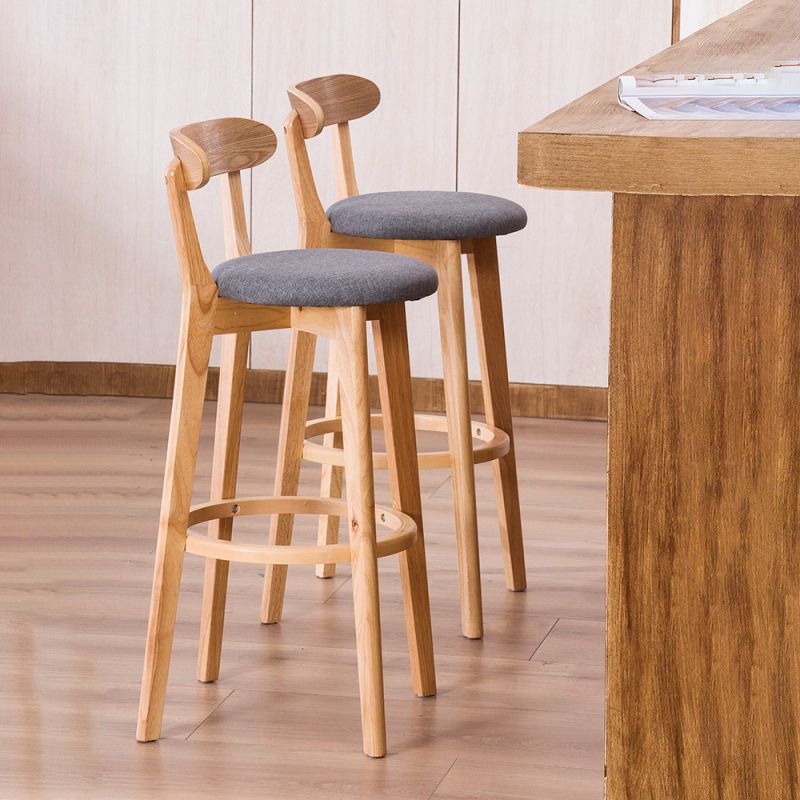 Contemporary Beech Low Back Home Stool Matte Finish Upholstered Bar Stools