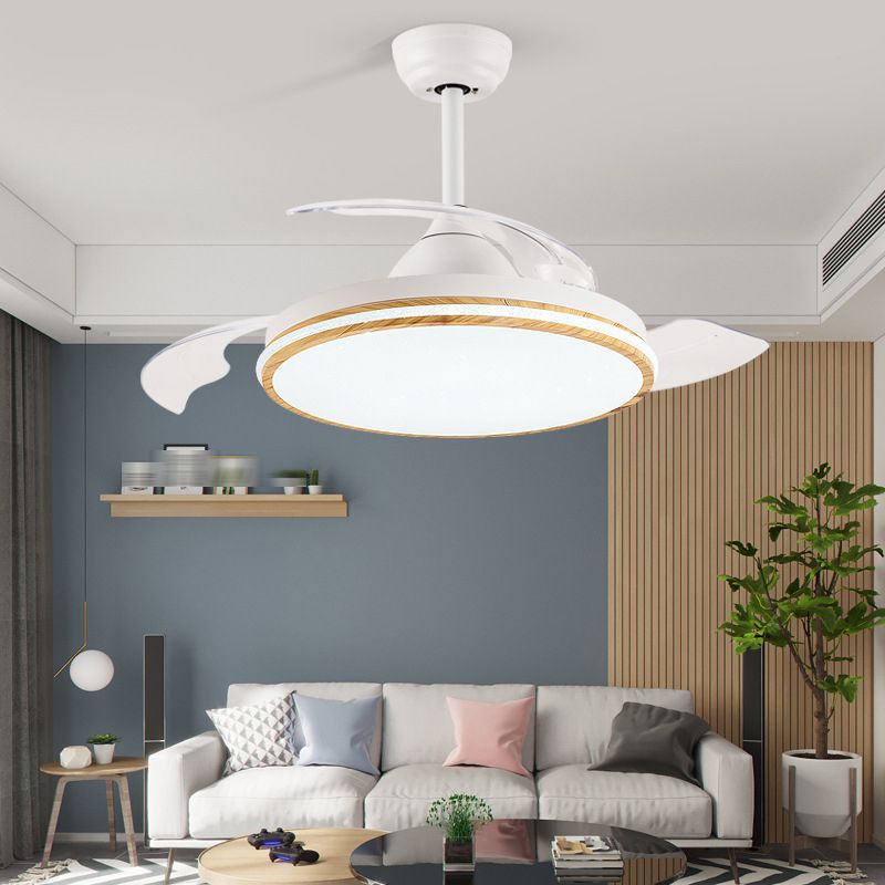 Matte White LED Fan Light Fixture Modern Ceiling Fan with 3 Blades