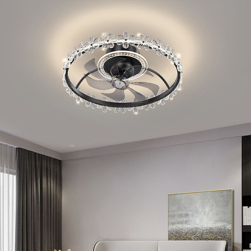 7-Blade Modern Ceiling Fan Metallic Polish Finish Fan with Light for Home