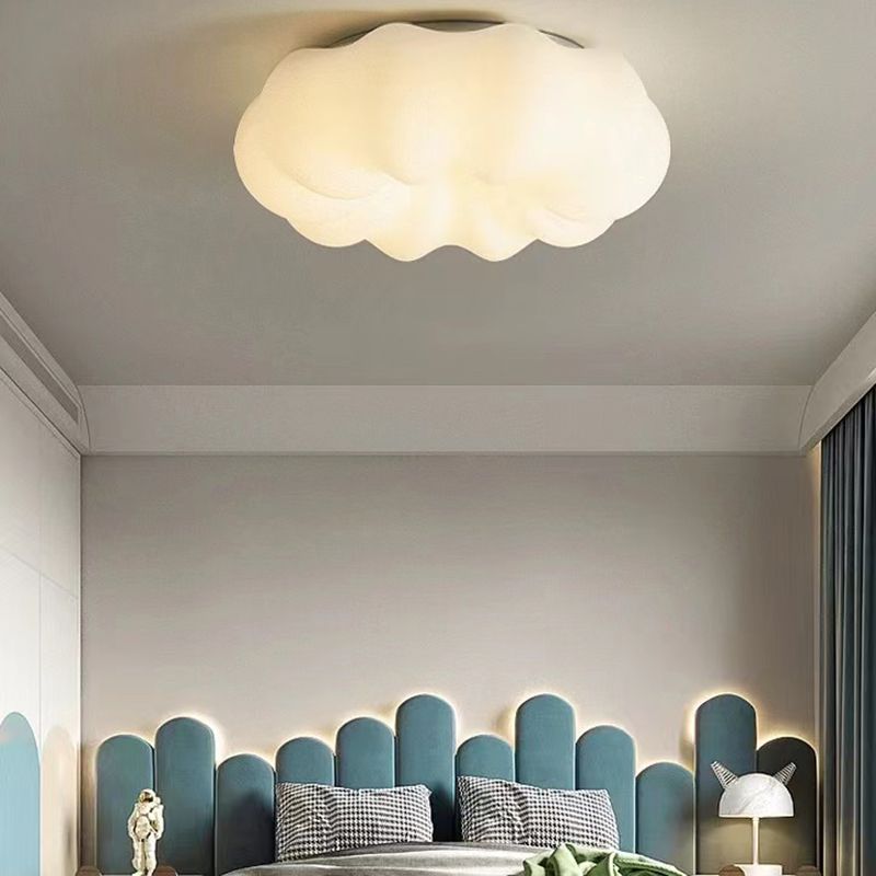 LED Modern Metal Flush Mount Cloud Shape Ceiling Light with Plastic Shade for Bedroom