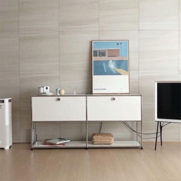 Contemporary Style Sideboard Engineered Wood Sideboard with Metal Frame